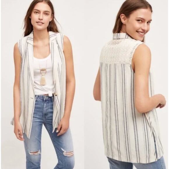 NEW Elevenses Anthropologie Women's Minaret Linen Blend Sleeveless Vest XS - Picture 1 of 9